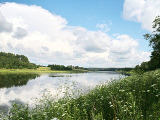 fishing in the river on a summer day