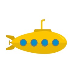 Yellow submarine icon. Flat illustration of yellow submarine vector icon for web isolated on white