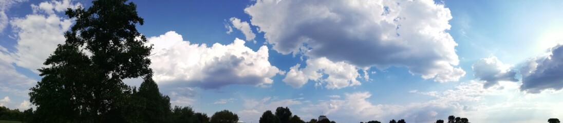 Himmel, sky, blau, wolken, baum, Panorama 