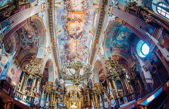 Bernardine church interior, Lviv, Ukraine