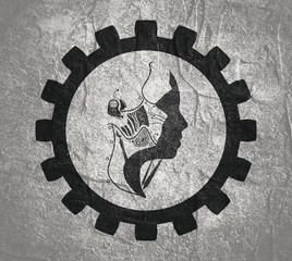 Humanoid robot head. Robotics industry relative image.