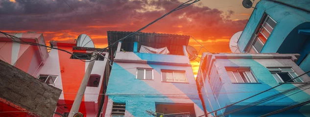 Photo sur Aluminium Copacabana, Rio de Janeiro, Brésil Centre-ville et favela de Rio de Janeiro
