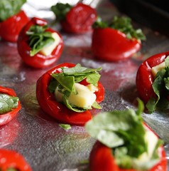 Cherry peppers stuffed with spinach and cheese
