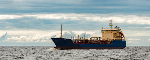 Blue cargo tanker ship