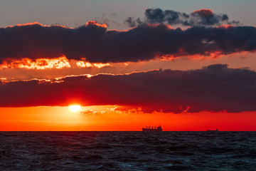 Romantic sunset over the sea