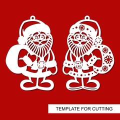 Christmas decoration - Santa Claus. Template for laser cutting, wood carving, plotter cutting and printing.
