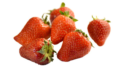 Pile of fresh strawberries isolated on white background