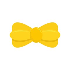 Yellow bow tie icon. Flat illustration of yellow bow tie vector icon for web isolated on white