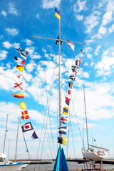 Marine signal flags in port.