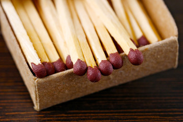 closeup of open box of wooden matches