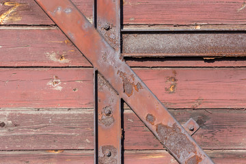 Wooden boards and iron construction background