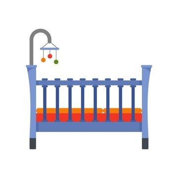 Baby crib icon. Flat illustration of baby crib vector icon for web isolated on white