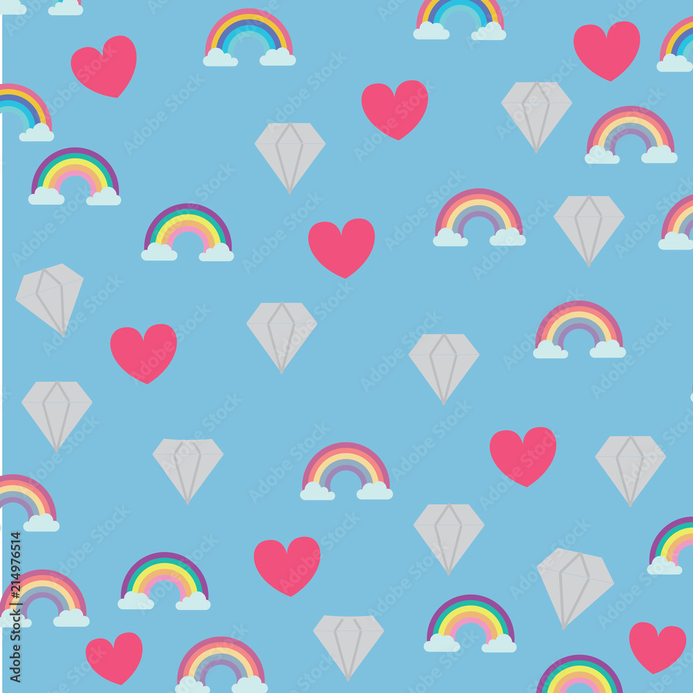 Wall mural rainbow and diamonds pattern