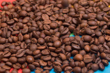 
Coffee seeds with colorful backgrounds