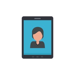 Device video call icon. Flat illustration of device video call vector icon for web isolated on white