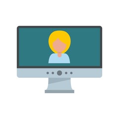 Video conference icon. Flat illustration of video conference vector icon for web isolated on white