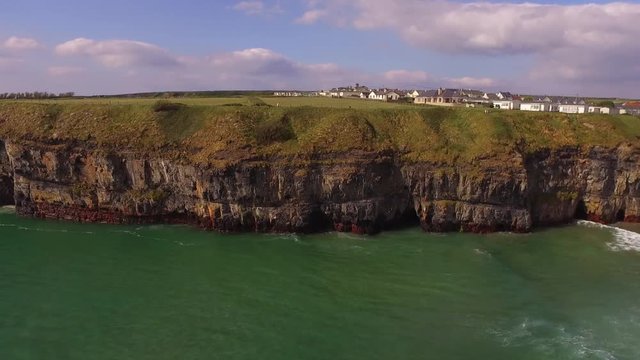 Cliffs and sea in Ireland. Aerial shot.