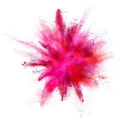 Coloured powder explosion isolated on white background