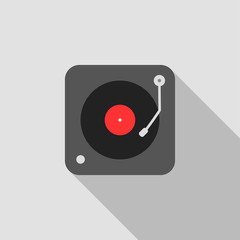 Vinyl Record Disk Flat Style Design Icon Gray