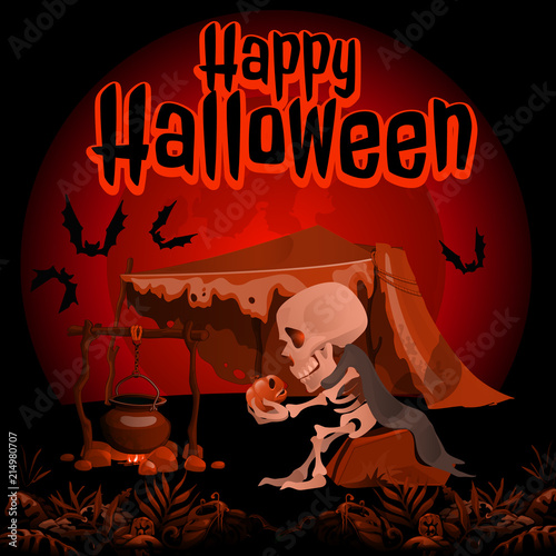 A Poster On The Theme Of The Halloween Holiday Vector Cartoon Close Up Illustration A Poster On The Theme Of The Halloween Holiday Vector Cartoon Close Up Illustration
