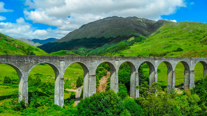 Glenfinnan viaduct in the highlands of Scotland