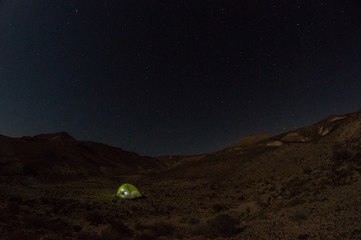 Camping in desert in Israel desert