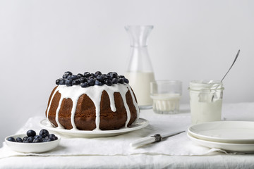  blueberry cake with icing glaze