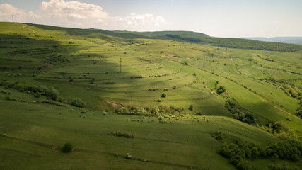 Aerial view of the Romanian landscape in spring
