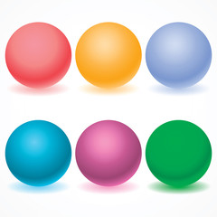 Set of multicolored spheres with shadows