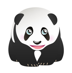 Cartoon panda vector image, illustration.  Isolated happy cute animal on white background
