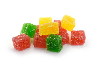 jelly candies isolated on white background. colorful jelly in sugar 