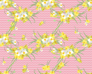 Floral narcissus retro vintage background