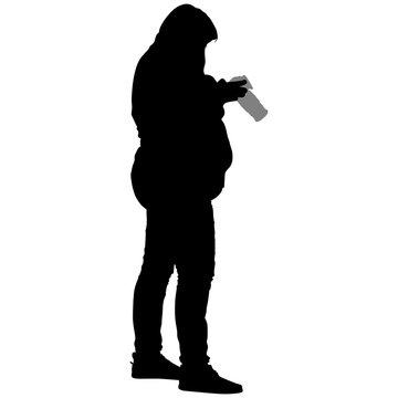 silhouette of a full woman with a camera