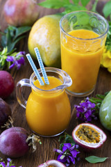 Mango juice in a jar