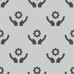 gear on hand icon vector seamless pattern