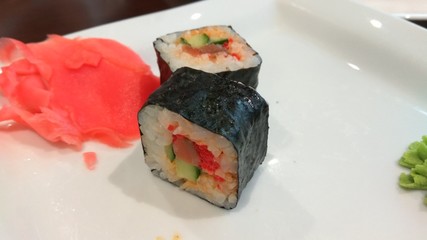 Sushi roll with salmon. Japanese food.