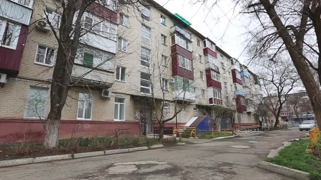 facade of a soviet five-storey building