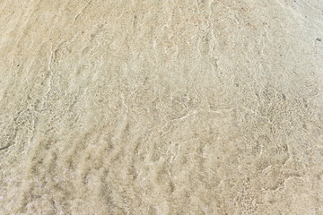 Sea view in the summer day with light waves, sunlight reflection, turquoise waters and fine yellow sand on the Cyprus beach. Mediteranion sea. Concept Summer. Negative space.