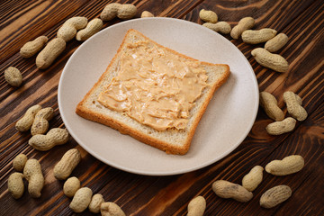 Creamy peanut butter with toast