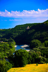 View of the River Dordogne as seen from Beynac, France