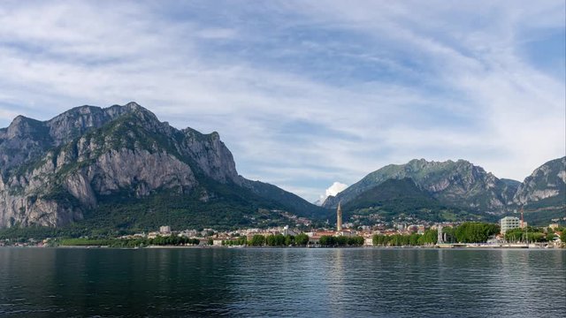 Panorama of Lecco Lake from Malgrate side, timelapse 4k