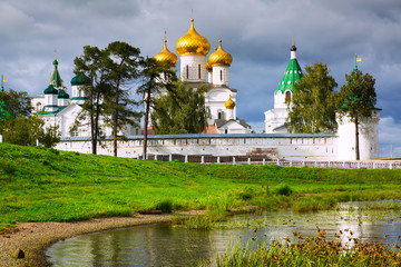 Male Ipatievsky Monastery at cloudy day in Kostroma, Russia