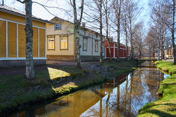 Fototapeta na wymiar Old town of Rauma, Finland in spring time.