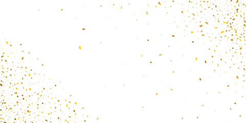Golden glitter confetti on a white background.