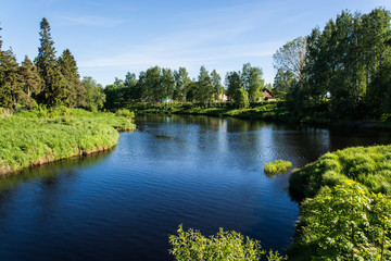 Fototapeta na wymiar The Olonka River is one of the many rivers of Karelia