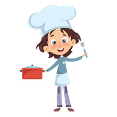 Vector Illustration Of Chef Cooking