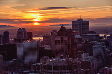 Fototapeta premium Montreal sunrise with colourful leaves