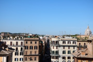 Fototapeta na wymiar View from Spanish stairs to Rome, Italy 