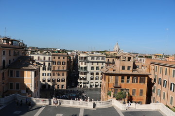 Fototapeta na wymiar View from Spanish stairs in Rome, Italy 