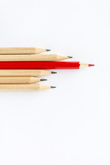 Obraz premium Wooden pencils, leadership concept art